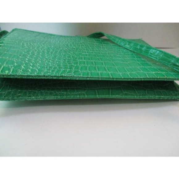 *Green NEON Croc Patent Embossed Faux Leather Shoulder Bag - Picture 3 of 8